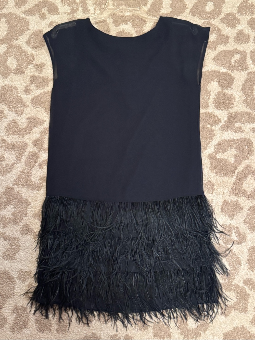 Club Monaco Black Silk & Ostrich Feather Dress, Size 00